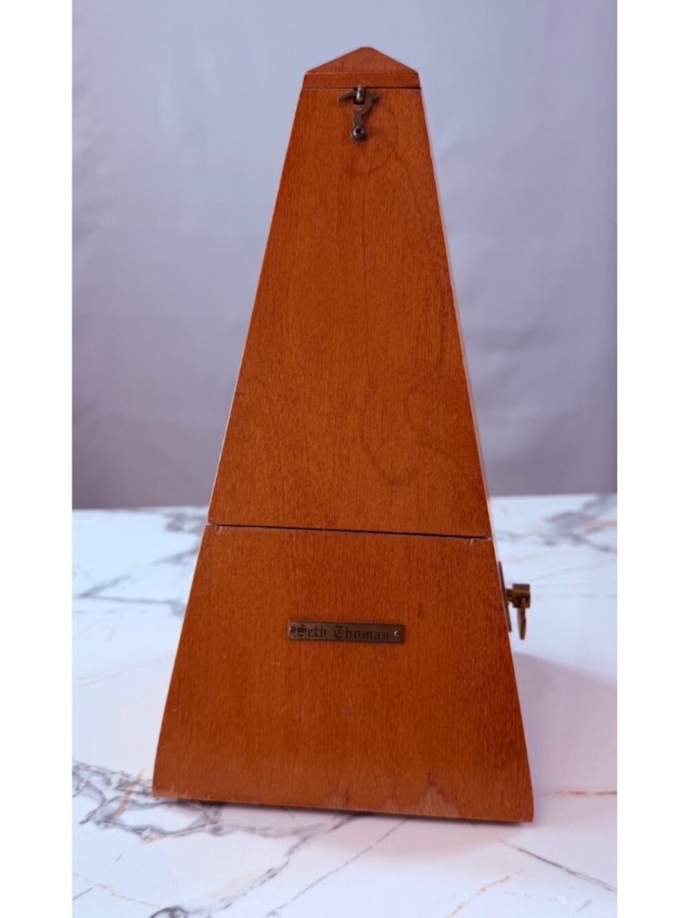 Vintage Seth Thomas Wooden Pyramid Metronome With Mechanical Wind-Up Movement F